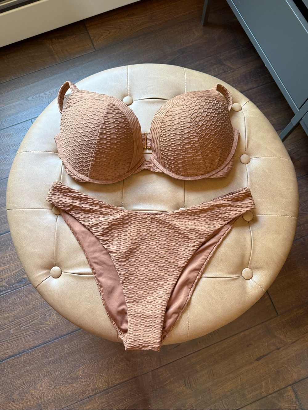 Victoria's Secret Textured Molded Cup Bikini Set in Dusty Tan